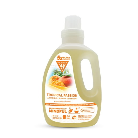Hiketron | Tropical Passion | Long Lasting Scented Liquid Laundry Detergent | Ultra Concentrated | Machine Friendly | Stain Remover | 1 Pack (40 fl. oz, 54 Loads)