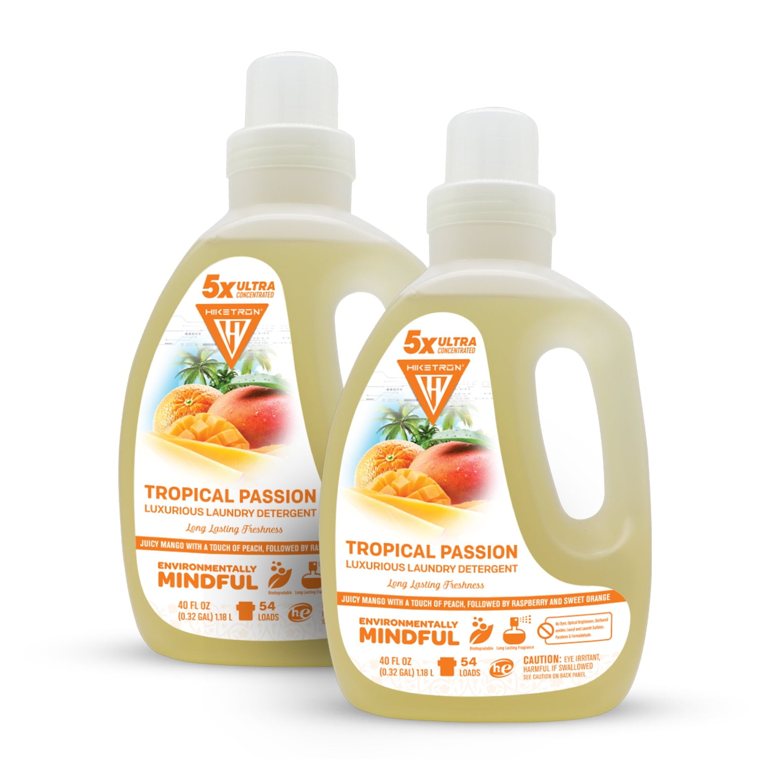 Hiketron | Tropical Passion | Long Lasting Scented Liquid Laundry Detergent | Ultra Concentrated | Machine Friendly | Stain Remover | 2 Pack (80 fl. oz, 54 Loads)