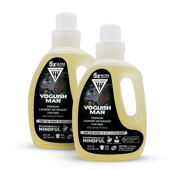 Hiketron | Voguish Man | Men's Liquid Laundry Detergent | Ultra Concentrated | Masculine Scent | Stain Remover | 2 Pack (80 fl. oz., 108 Loads)