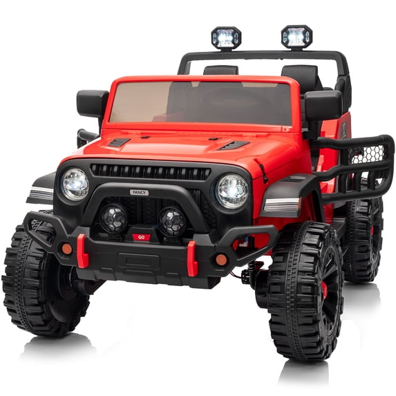 Hikiddo 12 Volt Kids Ride on Car, 2-Seater Battery Operated Ride on Truck Toy for Kids Boys with Remote, Bluetooth - Red