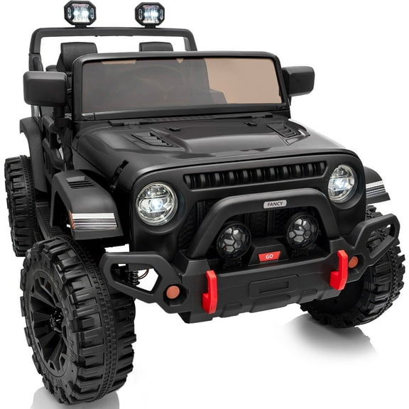 Hikiddo 12 Volt Kids Ride on Toys Truck, 2 Seater Electric Ride on Car for Kids w/ Remote, Bluetooth - Black