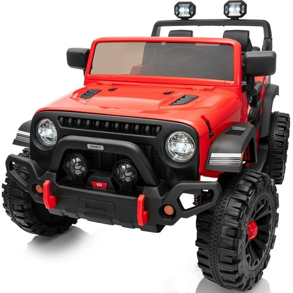 Hikiddo 24 Volt Ride on Toys for Big Kids, 4WD 2 Seater Kids Electric Ride-on Truck Car w/ Remote, 4x200W Motor - Red