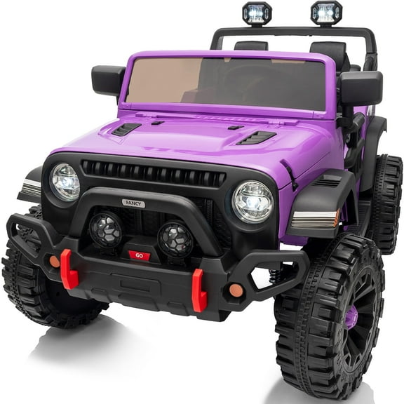 Hikiddo 12V Ride on Toy, 2-Seater Kids Ride-on Truck Electric Car with Remote, Bluetooth - Purple