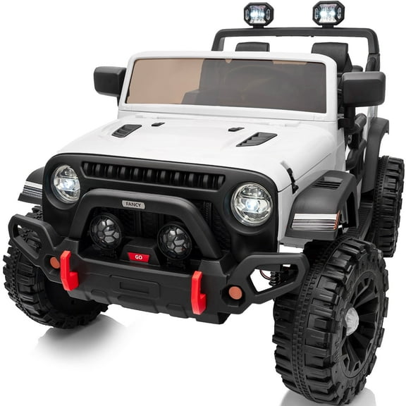 Hikiddo 12V Ride on Toy, 2-Seater Kids Ride-on Truck Electric Car with Remote, Bluetooth - White