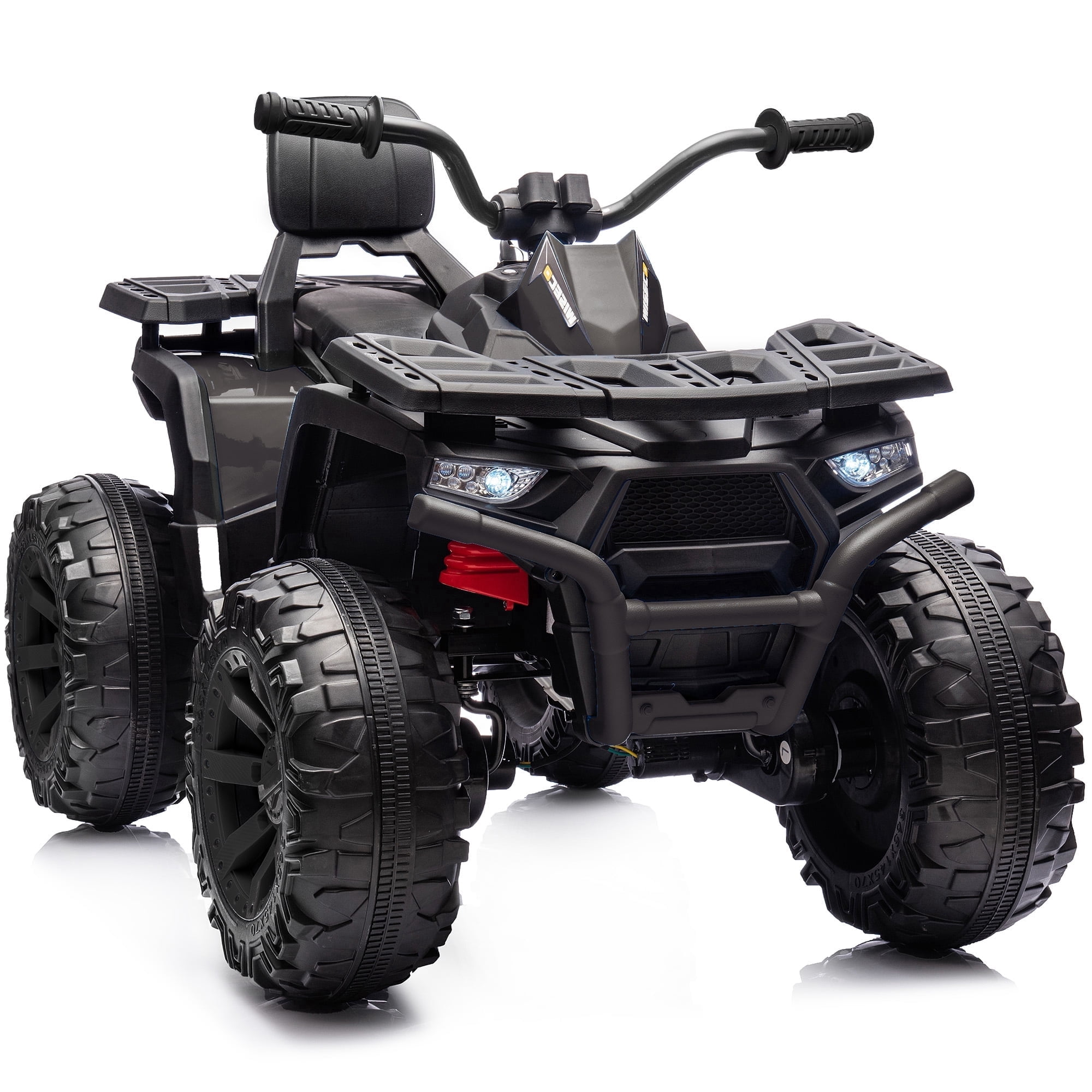 Hikiddo 24V Kids ATV 4 Wheeler, 2-Seater Powered Ride on ATV Toy for Big Kids w/ Bluetooth, 400W Motor - Black