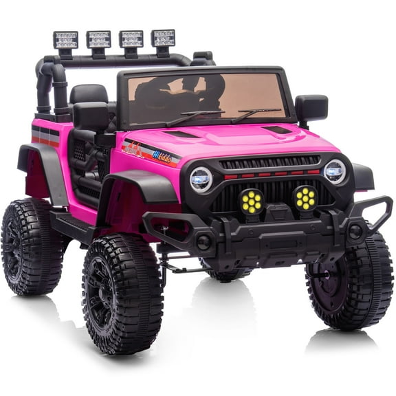 Hikiddo 12V Kids Ride on Toys Truck, Electric Ride on Car for Kids Grils w/ Remote, Bluetooth - Pink