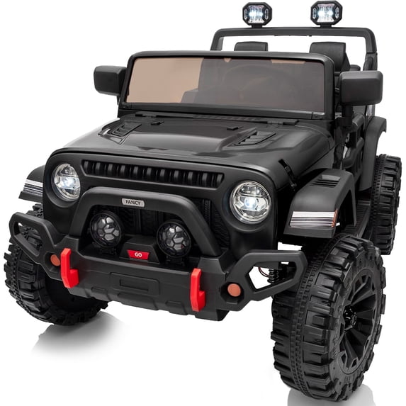 Hikiddo 12V Ride on Toy, 2-Seater Kids Ride-on Truck Electric Car with Remote, Bluetooth - Black