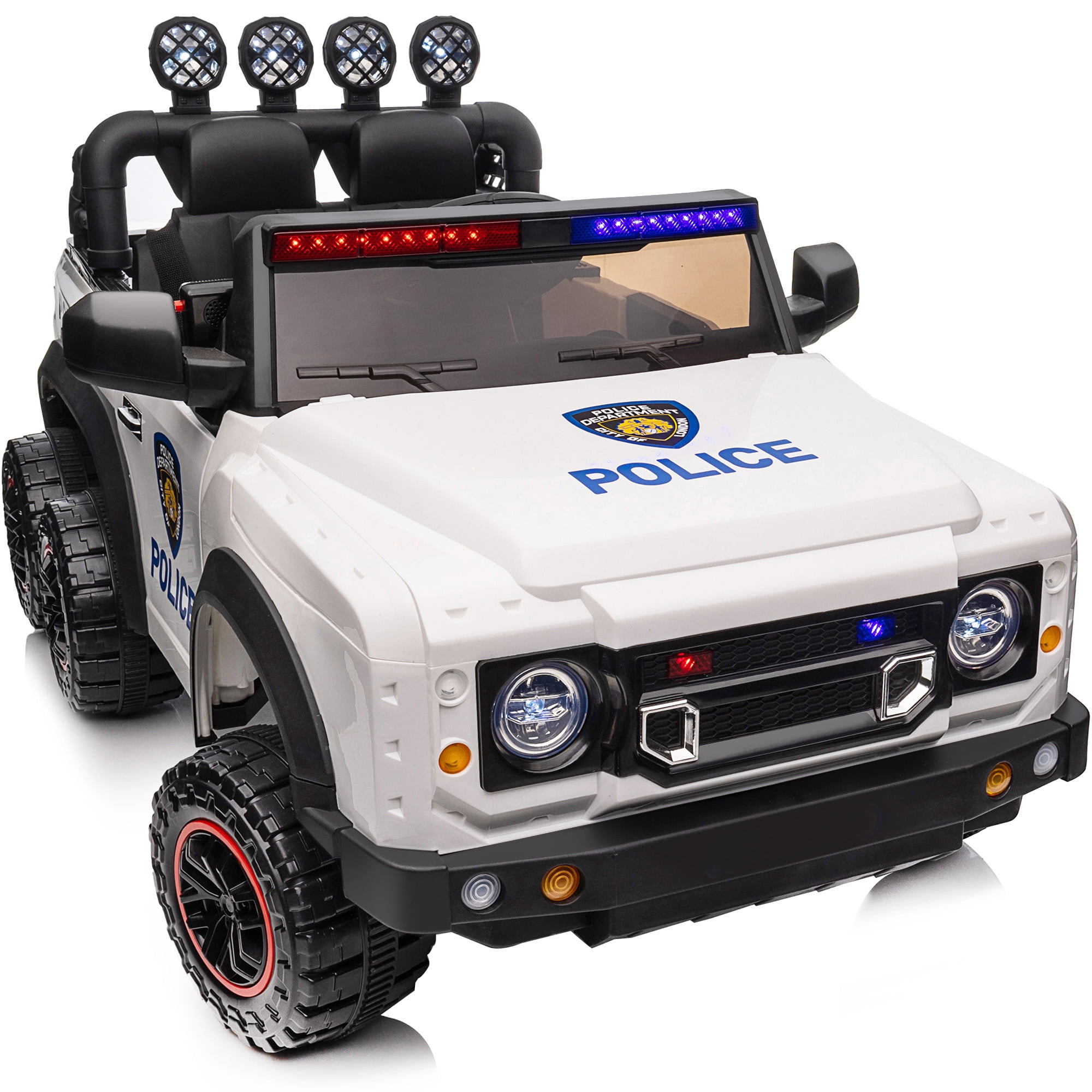 Hikiddo 24 Volt Kids Ride on Toy, 4WD 2 Seater Electric Rideon Police Car for Kids w/ Remote