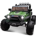 thumbnail image 1 of Hikiddo 24V 4WD Ride on Toys, 2-Seater Ride on Truck Electric Car for Big Kids with Remote, Bluetooth -Army Green, 1 of 10