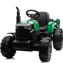 Hikiddo 24 Volt Ride on Toys, Kids Electric Ride On Tractor with Trailer & Remote - Green