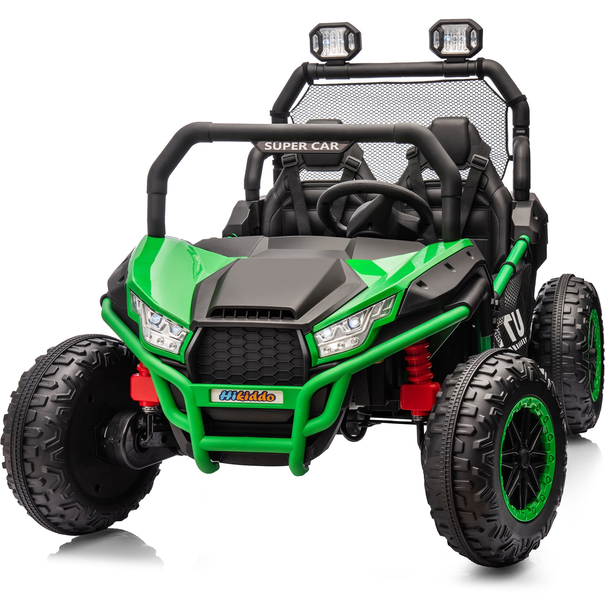 Hikiddo 24V 10Ah Ride on Toy, 4WD 2-Seater Electric Ride on Car UTV for Big Kids with Remote, 4*200W Motors - Green Hikiddo 24V 10Ah Ride on Toy, 4WD 2-Seater Electric Ride on Car UTV for Big Kids with Remote, 4*200W Motors - Green