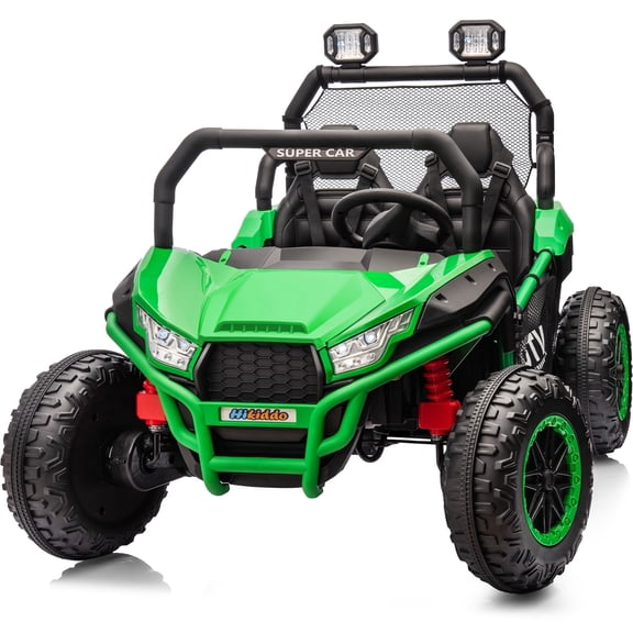 Hikiddo 24V 10Ah Ride on Toy, 4WD 2-Seater Electric Ride on Car UTV for Big Kids with Remote, 4*200W Motors - Green