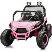 Hikiddo 24V 10Ah Ride on Toy, 4WD 2-Seater Electric Ride on Car UTV for Big Kids with Remote, 4*200W Motors - Pink