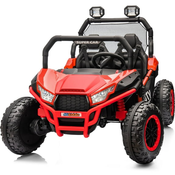 Hikiddo 24V 10Ah Ride on Toy, 4WD 2-Seater Electric Ride on Car UTV for Big Kids with Remote, 4*200W Motors - Red
