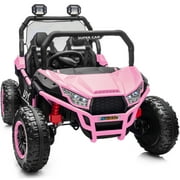 Hikiddo 24V 10Ah Ride on Toys for Big Kids, 2-Seater Kids UTV Electric Car w/ Remote, 4*200W Motors, Pink