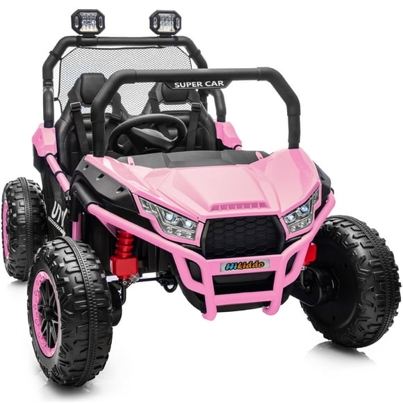 Hikiddo 24V 10Ah Ride on Toys for Big Kids, 2-Seater Kids UTV Electric Car w/ Remote, 4*200W Motors, Pink