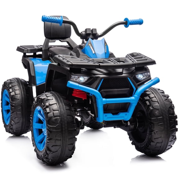 Hikiddo 24V 4WD Kids ATV 4 Wheeler, 2-Seater Powered Ride on ATV Toy for Big Kids w/ Bluetooth, 4x200W Motor - Blue