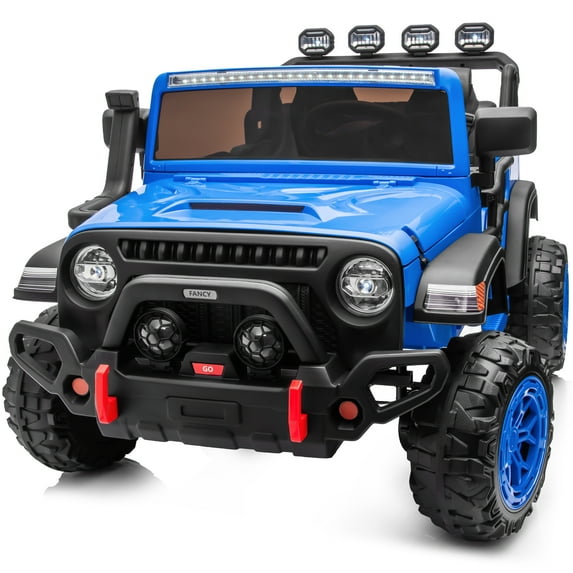 Hikiddo 2-Seater Ride on Car Truck, 24V 4WD Ride on Toy Electric Car for Kids Boys w/Remote, Bluetooth - Blue
