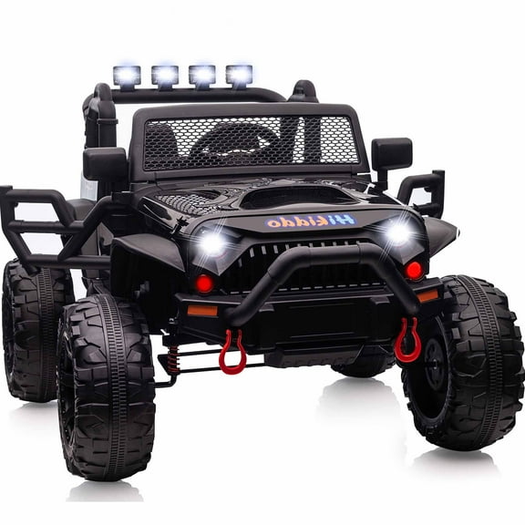 Hikiddo 24V 9Ah Kids Ride on Toys, 2 Seater Electric Ride on Car Truck for Big Kids w/ Remote, 400W Power - Black