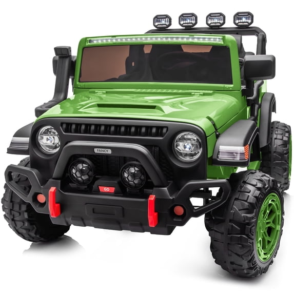 Hikiddo 2-Seater Ride on Car Truck, 24V 4WD Ride on Toy Electric Car for Kids Boys w/Remote, Bluetooth - Green