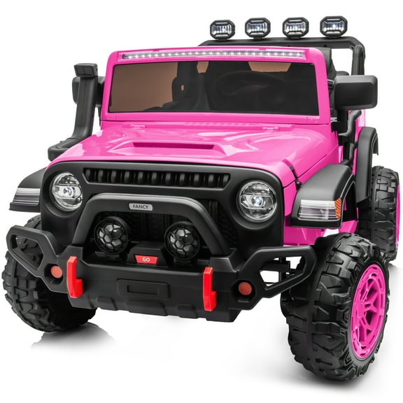 Hikiddo 2-Seater Ride on Car Truck, 24V 4WD Ride on Toy Electric Car for Kids Boys w/Remote, Bluetooth - Pink