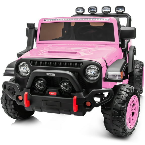 Hikiddo 2-Seater Ride on Car Truck, 24V 4WD Ride on Toy Electric Car for Kids Boys w/Remote, Bluetooth - Pink