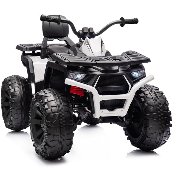 Hikiddo 24V Kids ATV 4 Wheeler, 2-Seater Powered Ride on ATV Toy for Big Kids w/ Bluetooth, 400W Motor - White
