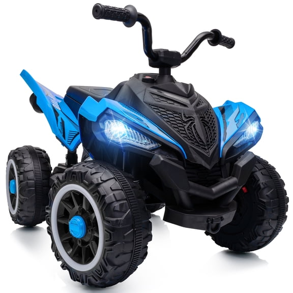 Hikiddo 24V Kids ATV, Spider Electric Four Wheeler Ride on ATV with 16" Extended Seat & Music Player - Blue