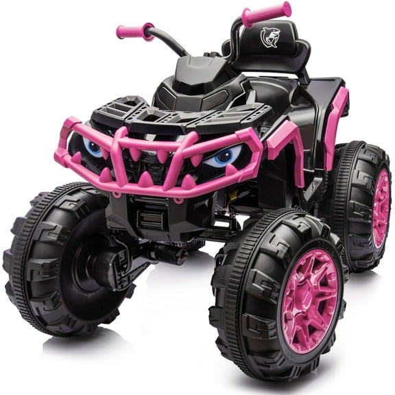 Hikiddo 24V Kids ATV 4-Wheeler, 24 Volt 4WD Ride on Toy for Big Kid w/ 4x200W Motor, 5.6Mph Max Speed - Pink