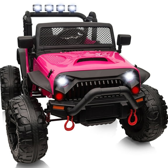 Hikiddo 24V Kids Electric Ride on Car, 2 Seater Ride on Truck Toys for Big Kids w/ Remote, 400W Power - Rose Pink