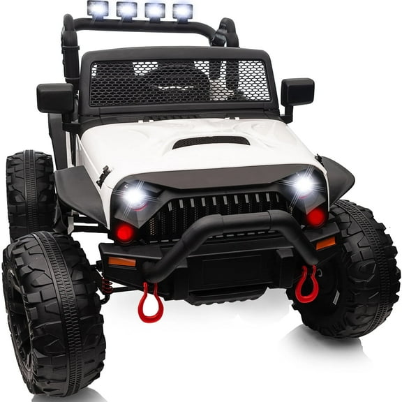 Hikiddo 24V Kids Electric Ride on Car, 2 Seater Ride on Truck Toys for Big Kids w/ Remote, 400W Power - White