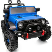 Hikiddo 24V Kids Ride on Toy Truck, 4WD 2 Seater Electric Ride on Car for Big Kids w/ Remote, Bluetooth, 4x200W Motors - Blue