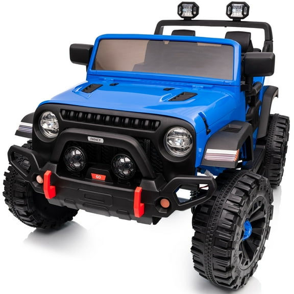 Hikiddo 24 Volt Ride on Toys for Big Kids, 4WD 2 Seater Kids Electric Ride-on Truck Car w/ Remote, 4x200W Motor - Blue