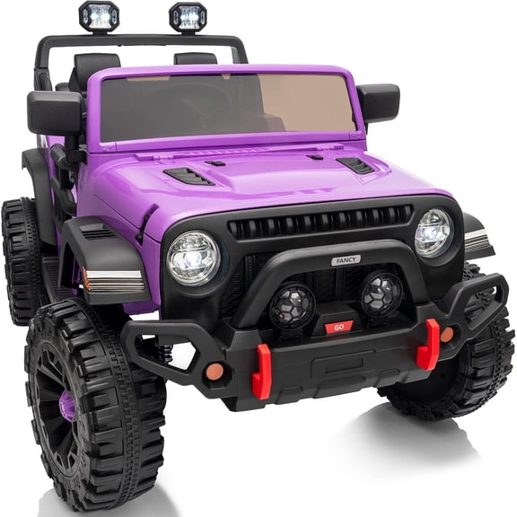 Hikiddo 24V Kids Ride on Toy Truck, 4WD 2 Seater Electric Ride on Car for Big Kids w/ Remote, Bluetooth, 4x200W Motors - Purple