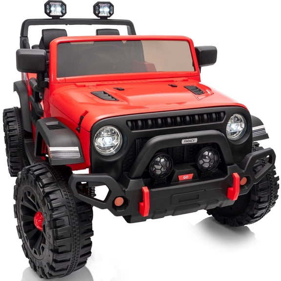 Hikiddo 24V Kids Ride on Toy Truck, 4WD 2 Seater Electric Ride on Car for Big Kids w/ Remote, Bluetooth, 4x200W Motors - Red
