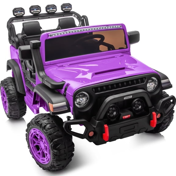 Hikiddo 12V 2 Seater Ride on Truck, Electric Ride on Car Vehicle for Big Kids w/ Remote, Bluetooth - Purple