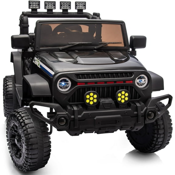 Hikiddo 24V Kids Ride on Truck Toys, Ride on Electric Car for Kids w/ Remote, Bluetooth, Spring Suspension - Black