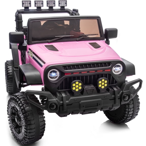 Hikiddo 24V Kids Ride on Truck Toys, Ride on Electric Car for Kids w/ Remote, Bluetooth, Spring Suspension - Pink