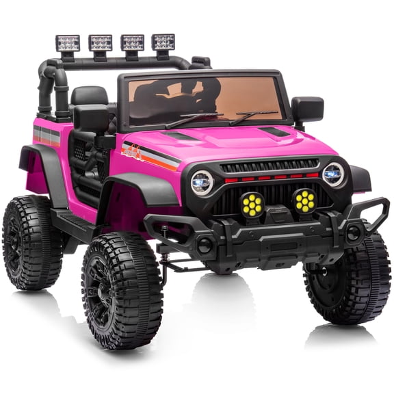 Hikiddo 24V Kids Ride on Truck Toys, Ride on Electric Car for Kids w/ Remote, Bluetooth, Spring Suspension - Pink