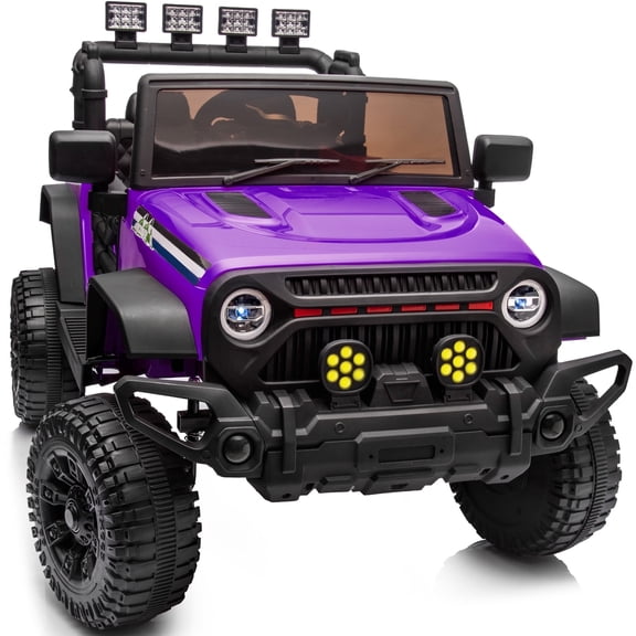 Hikiddo 24V Kids Ride on Truck Toys, Ride on Electric Car for Kids w/ Remote, Bluetooth, Spring Suspension - Purple
