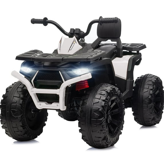 Hikiddo 24V Ride on Toys, Kids ATV 4-Wheeler for Big Kids with 2 Seater, 400W Motor, Bluetooth - White