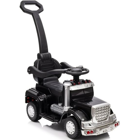 Hikiddo 3 in 1 Toddler Push Car, Kids Ride on Toy for Toddler Aged 1-3 with Handle, Music - Black