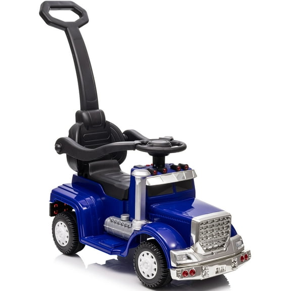 Hikiddo 3 in 1 Toddler Push Car, Kids Ride on Toy for Toddler Aged 1-3 with Handle, Music - Blue