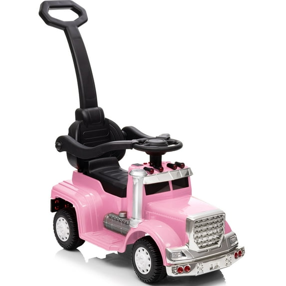 Hikiddo 3 in 1 Toddler Push Car, Kids Ride on Toy for Toddler Aged 1-3 with Handle, Music - Pink