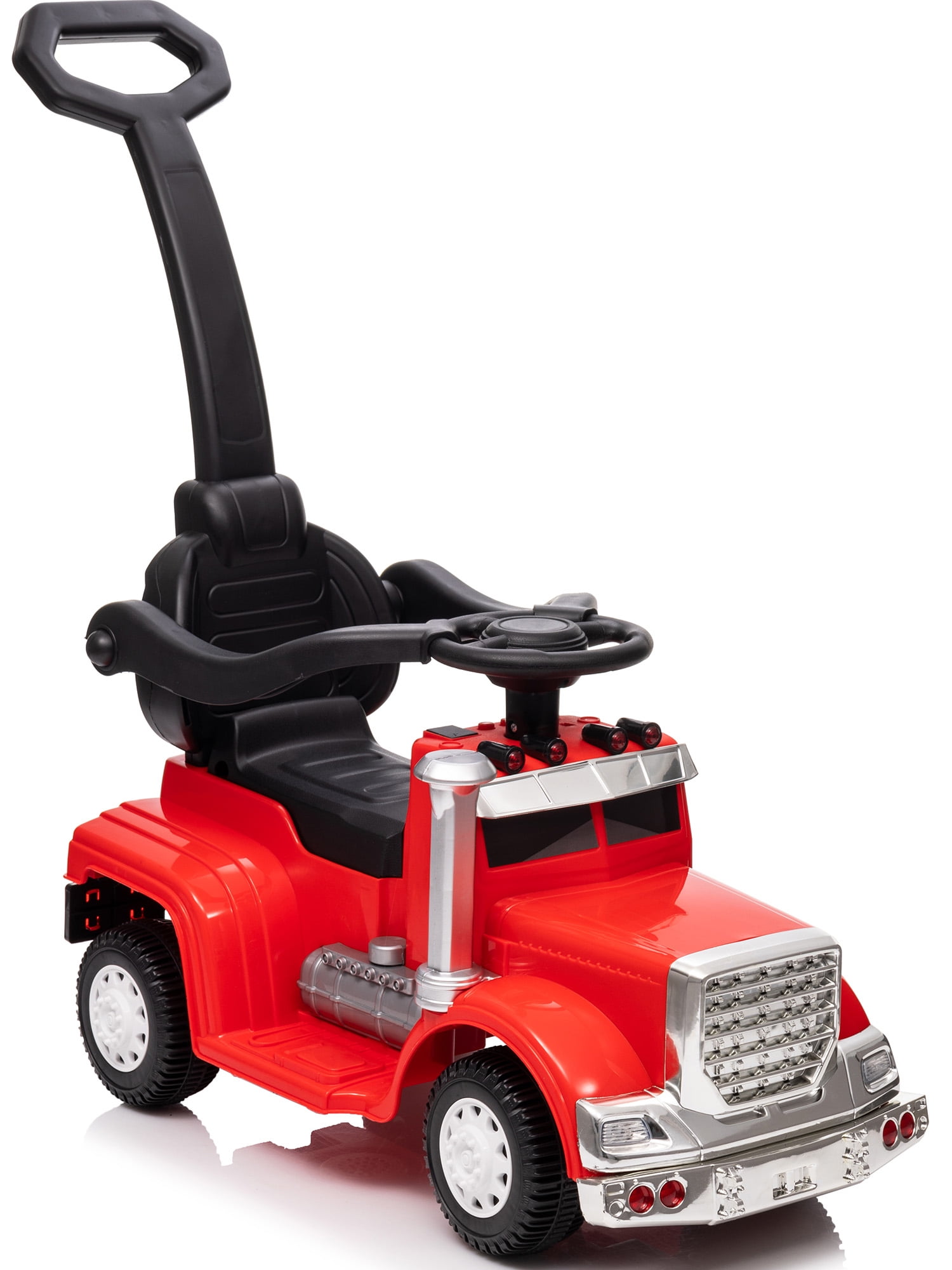 Red 3-in-1 Toddler Push Car with Handle and Music