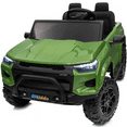 thumbnail image 1 of Hikiddo 4WD 2-Seater Electric Car for Kids, 24V 10Ah Ride on Toys Truck for Big Kids w/ Remote, 4x200W Motor - Army Green, 1 of 10