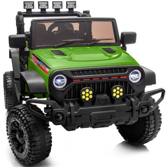 Hikiddo 4WD Kids Ride on Toy Truck, 12V 7Ah Electric Ride on Car for Kids Boys w/Remote, Bluetooth - Green