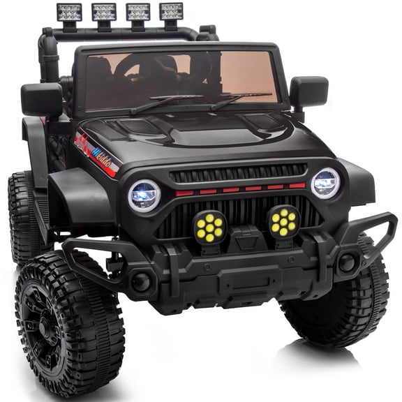Hikiddo 4WD Kids Ride on Toys Truck, 12V 7Ah Electric Ride on Car for Kids Boys w/ Remote, Bluetooth - Black