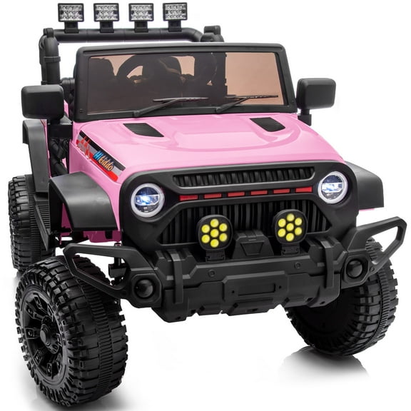 Hikiddo 4WD Kids Ride on Toys Truck, 12V 7Ah Electric Ride on Car for Kids Boys w/ Remote, Bluetooth - Pink
