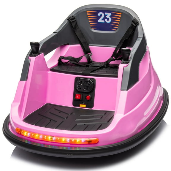 Hikiddo Electric Bumper Car for Kids, 12V Bumper Car Ride on Toys for Toddlers Aged 1.5-5 with Remote, Bluetooth - Pink